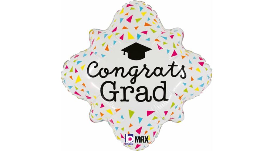 45 cm-es Congrats Grad Neon gyémánt alakú fólia lufi