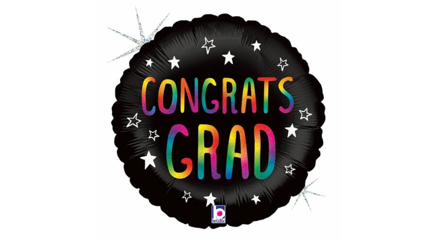 45 cm-es Congrats Grad szivárványos fólia lufi