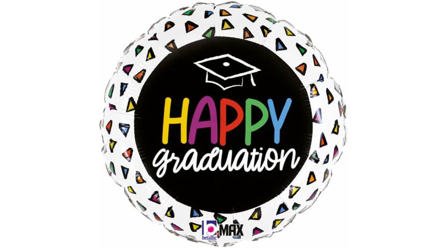 45 cm-es Happy Graduation színes háromszögek fólia lufi
